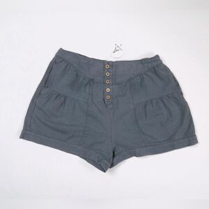 Anrabess NWT Grey Pleated Rayon Balloon Shorts Wooden Buttons XL